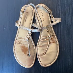 Cole Haan Leather Sandals in Gold. Size 8.5.